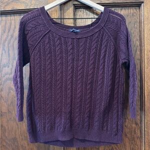 American Eagle Outfitters Maroon Cable Knit Sweater